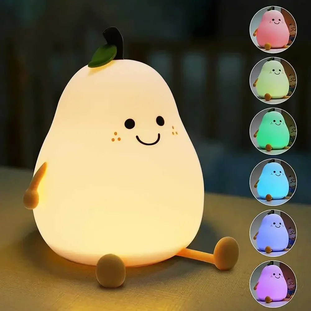 Pear Shaped Silicone Night Light for Kids USB Rechargeable