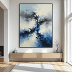 Mhemyo Abstract Blue Yellow Oil Painting on Canvas