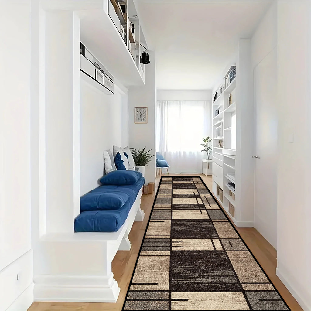 VIKAMA Plaid Kitchen Rug Waterproof Polyester Floor Mat