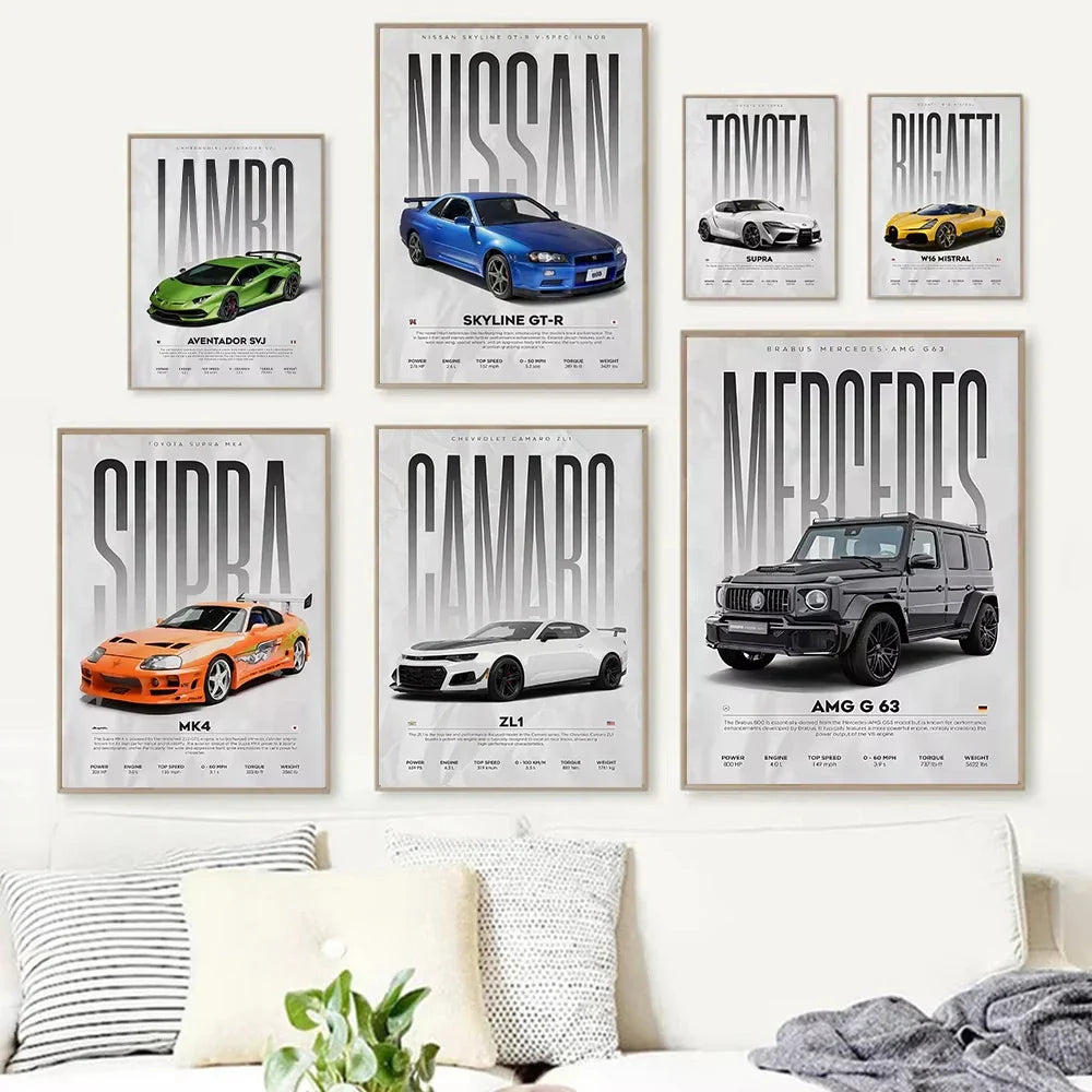 W16 750S Canvas Painting Sports Car Wall Art