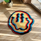 Trippy Smiling Rug Unique Tufted Design