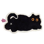 VIKAMA Black Cat Cartoon Rug 100% Polyester Indoor Mat
