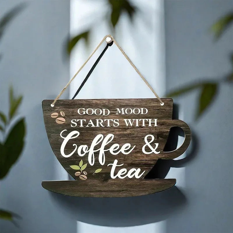 Rustic Wooden Coffee and Tea Signs for Farmhouse Decor