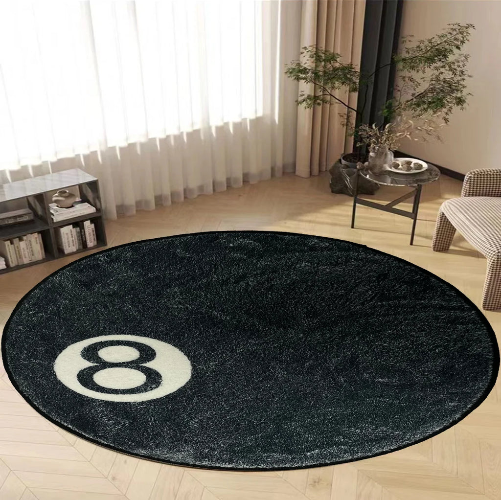 VIKAMA Halloween Eight-Ball Round Decorative Rug