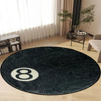 VIKAMA Halloween Eight-Ball Round Decorative Rug
