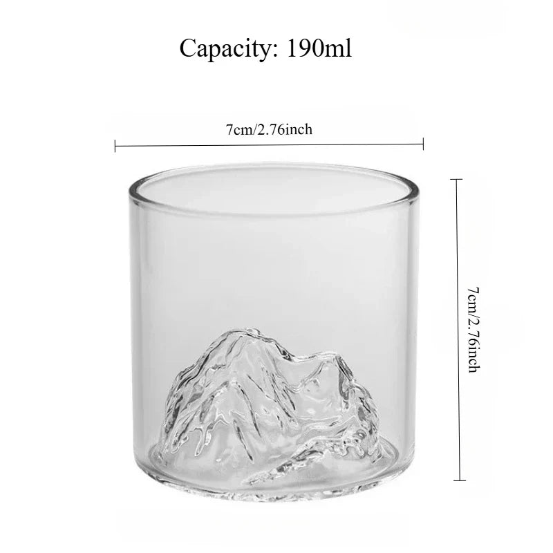 3D Mountain Whiskey Glass in Wooden Gift Box