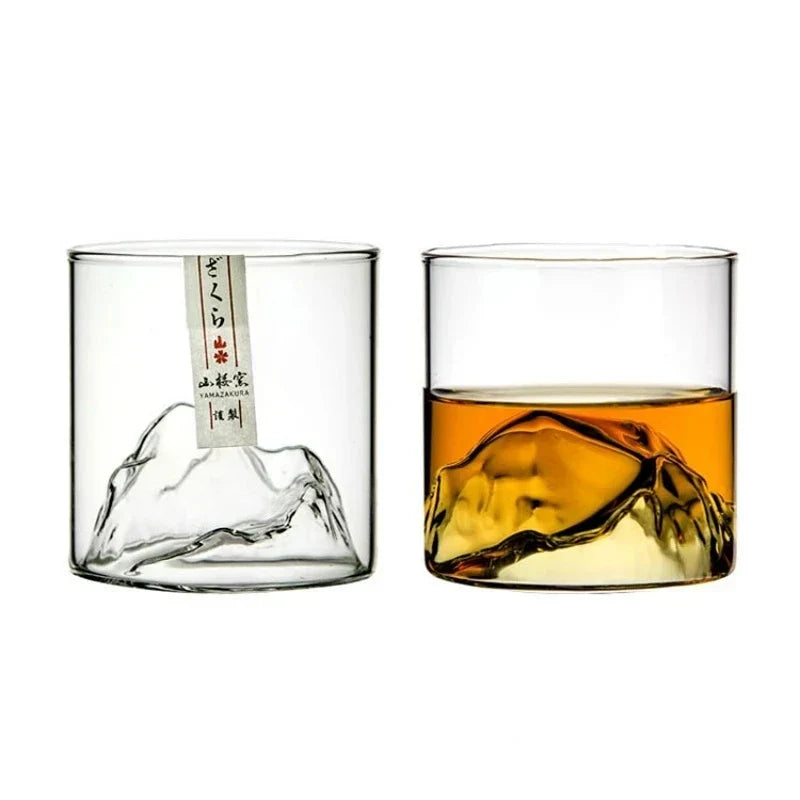 3D Mountain Whiskey Glass in Wooden Gift Box