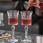 Engraved Embossed Glass Goblet for Wine and Champagne