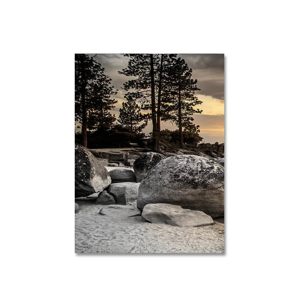 Frameless Canvas Paintings Sunset Sea Beach Art