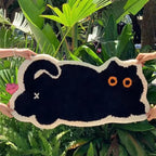 VIKAMA Black Cat Cartoon Rug 100% Polyester Indoor Mat