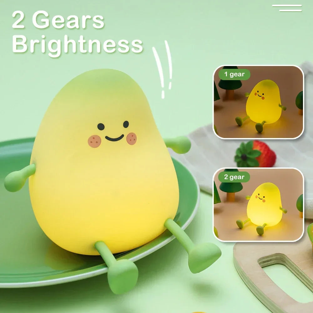 Pear Shaped Silicone Night Light for Kids USB Rechargeable