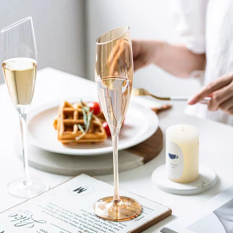 Lujing Crystal Champagne Flutes Long Stem Glasses