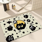 Black Cartoon Cat Door Mat for Living Room and Bedroom