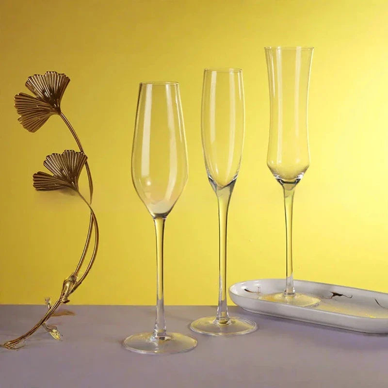 Lujing Crystal Champagne Flutes Long Stem Glasses