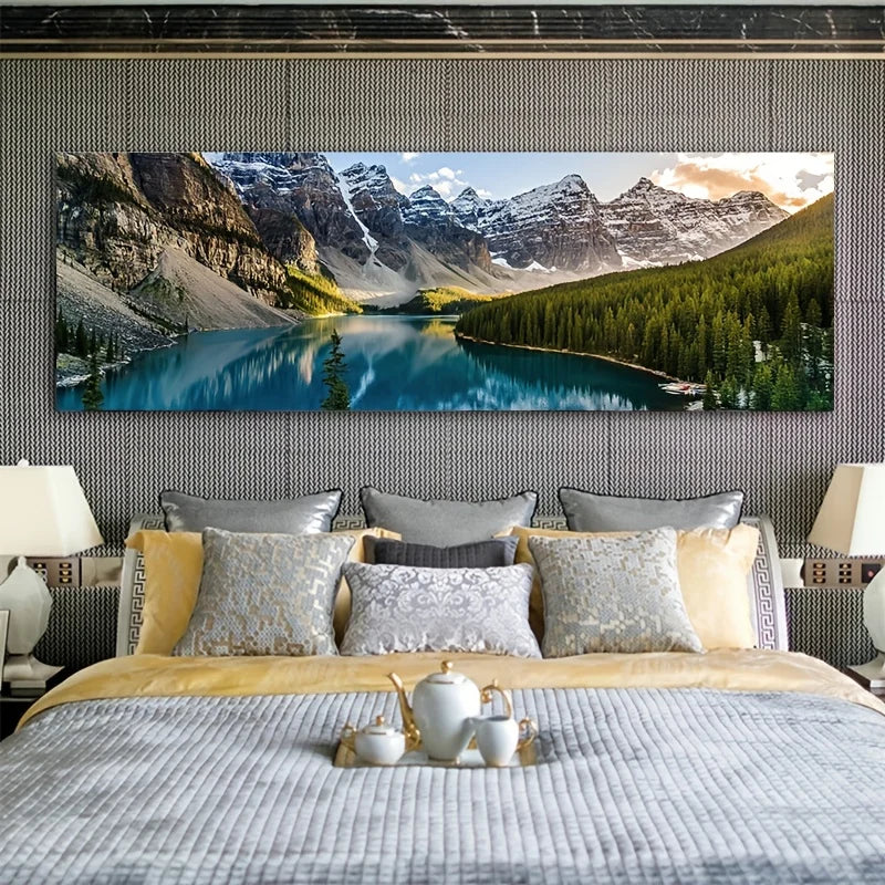 Lake Forest Mountain Canvas Painting Wall Art Decor