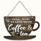 Rustic Wooden Coffee and Tea Signs for Farmhouse Decor
