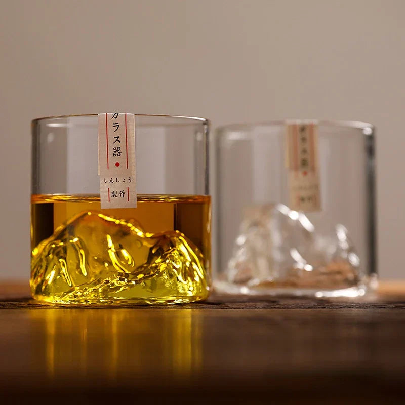 3D Mountain Whiskey Glass in Wooden Gift Box