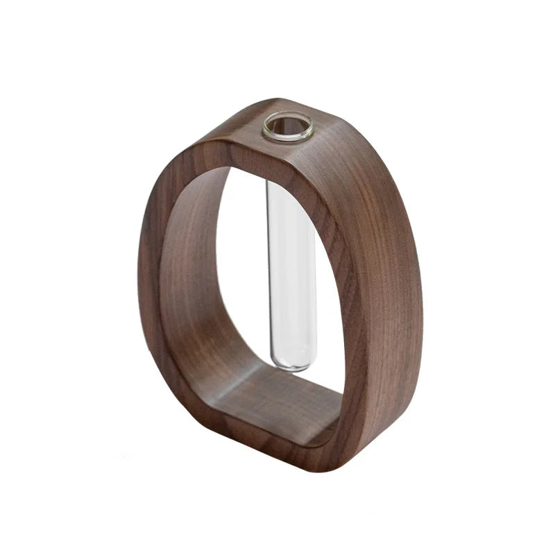 Walnut Wood Flower Stand Mini Water-Cultured Vase