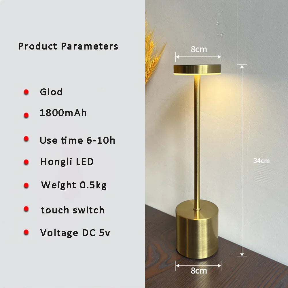 Black Metal LED Table Lamp with Touch Control