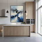 Mhemyo Abstract Blue Yellow Oil Painting on Canvas