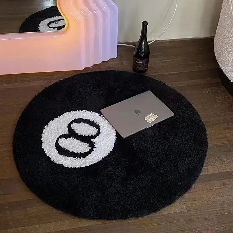 VIKAMA Halloween Eight-Ball Round Decorative Rug