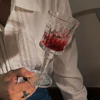 Engraved Embossed Glass Goblet for Wine and Champagne