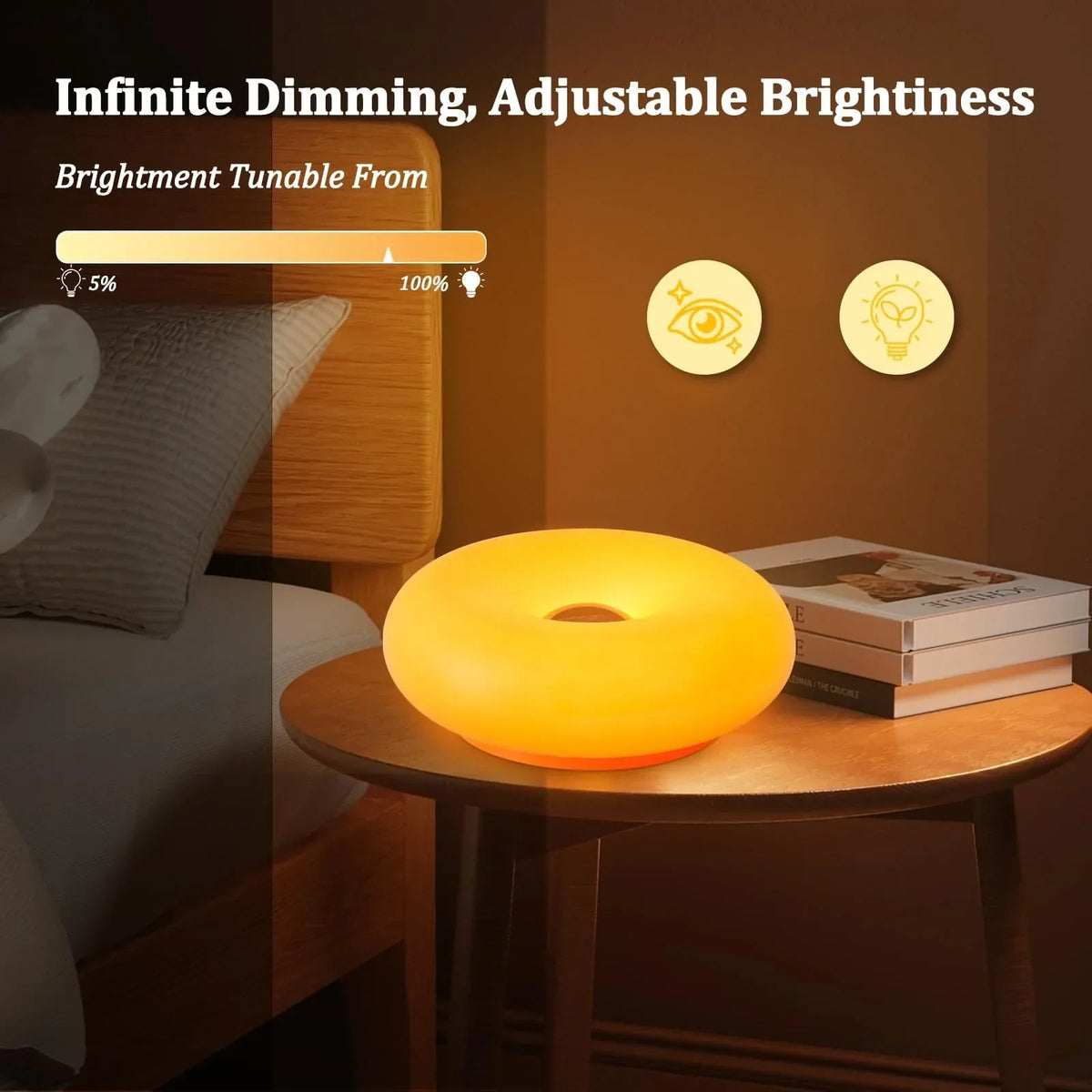 Doughnut LED Night Lamp with Touch Control and Warm Light
