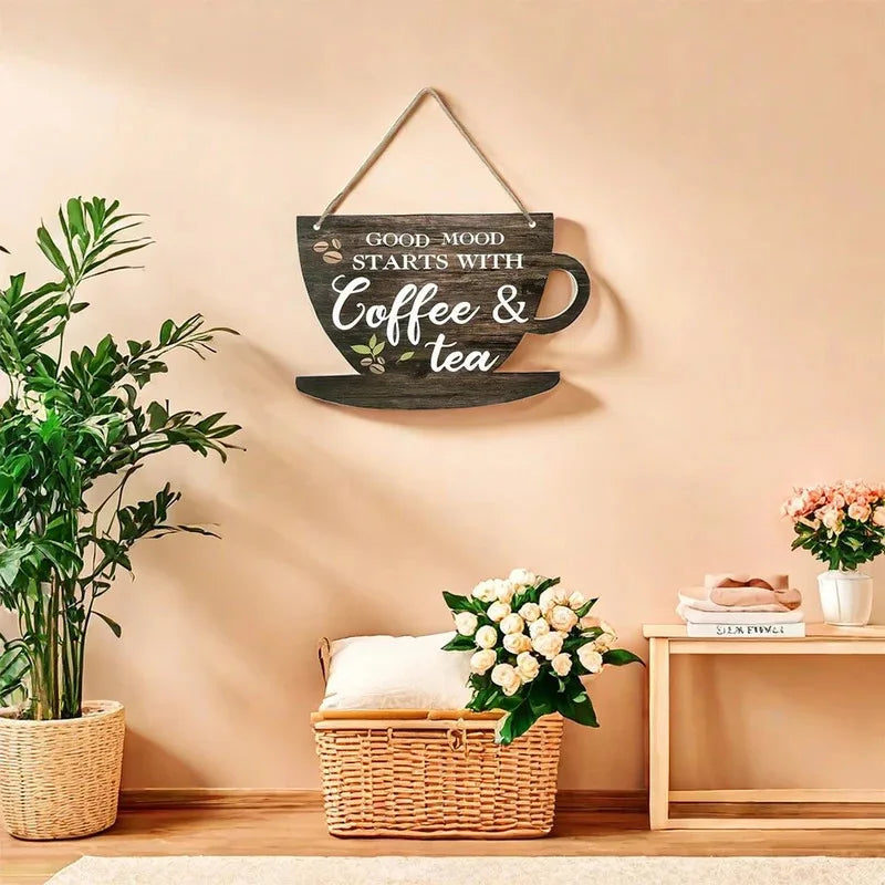 Rustic Wooden Coffee and Tea Signs for Farmhouse Decor