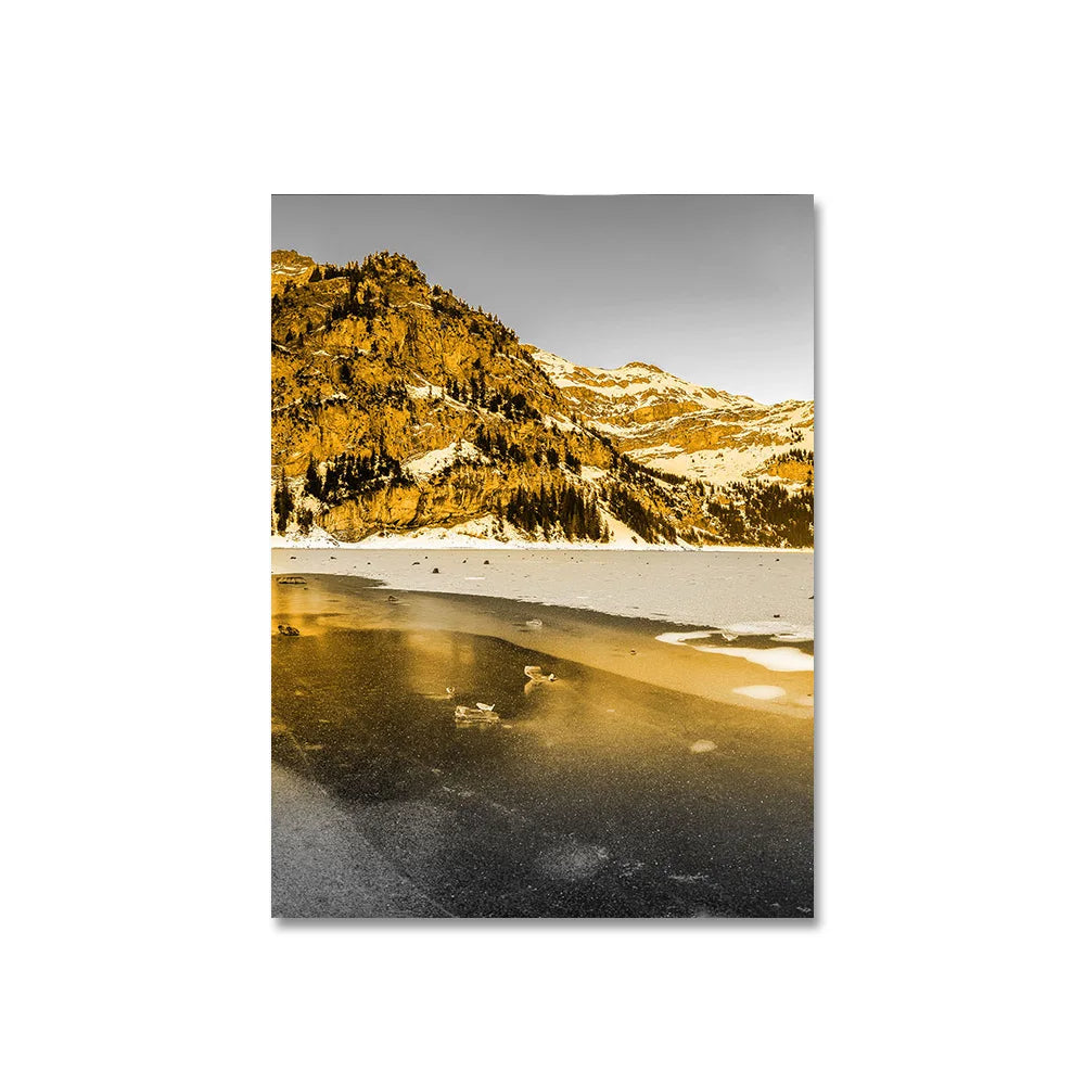 Frameless Canvas Paintings Sunset Sea Beach Art