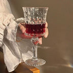Engraved Embossed Glass Goblet for Wine and Champagne