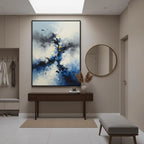 Mhemyo Abstract Blue Yellow Oil Painting on Canvas