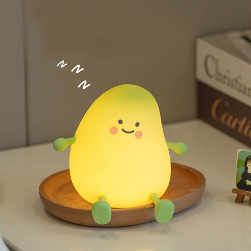 Pear Shaped Silicone Night Light for Kids USB Rechargeable