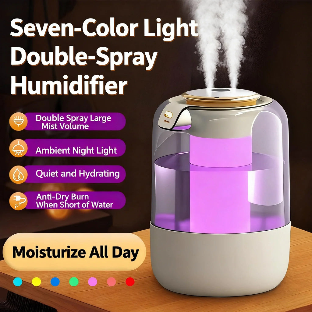 Seavidar Double Spray Humidifier with Ambient Light