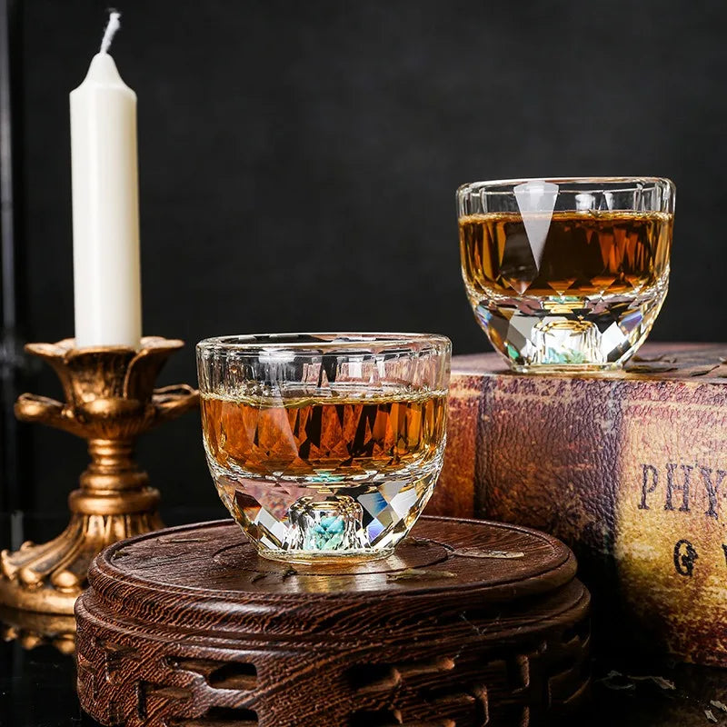 50ML Double-bottom Crystal Wine Glass for Whiskey and Espresso