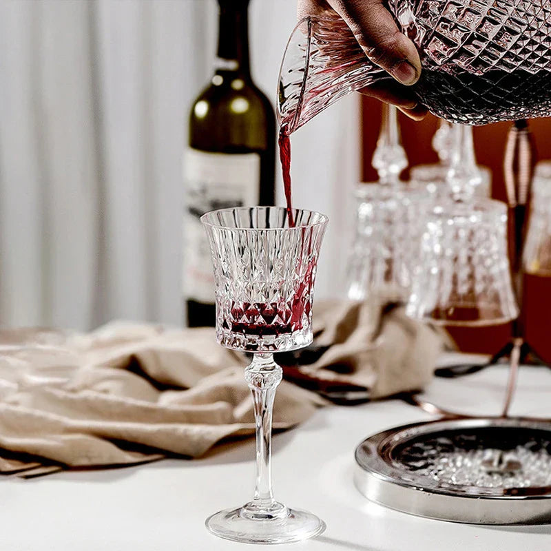 Engraved Embossed Glass Goblet for Wine and Champagne