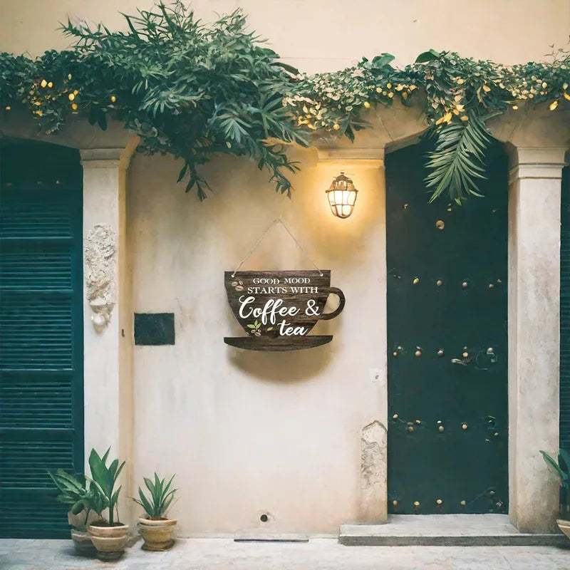 Rustic Wooden Coffee and Tea Signs for Farmhouse Decor