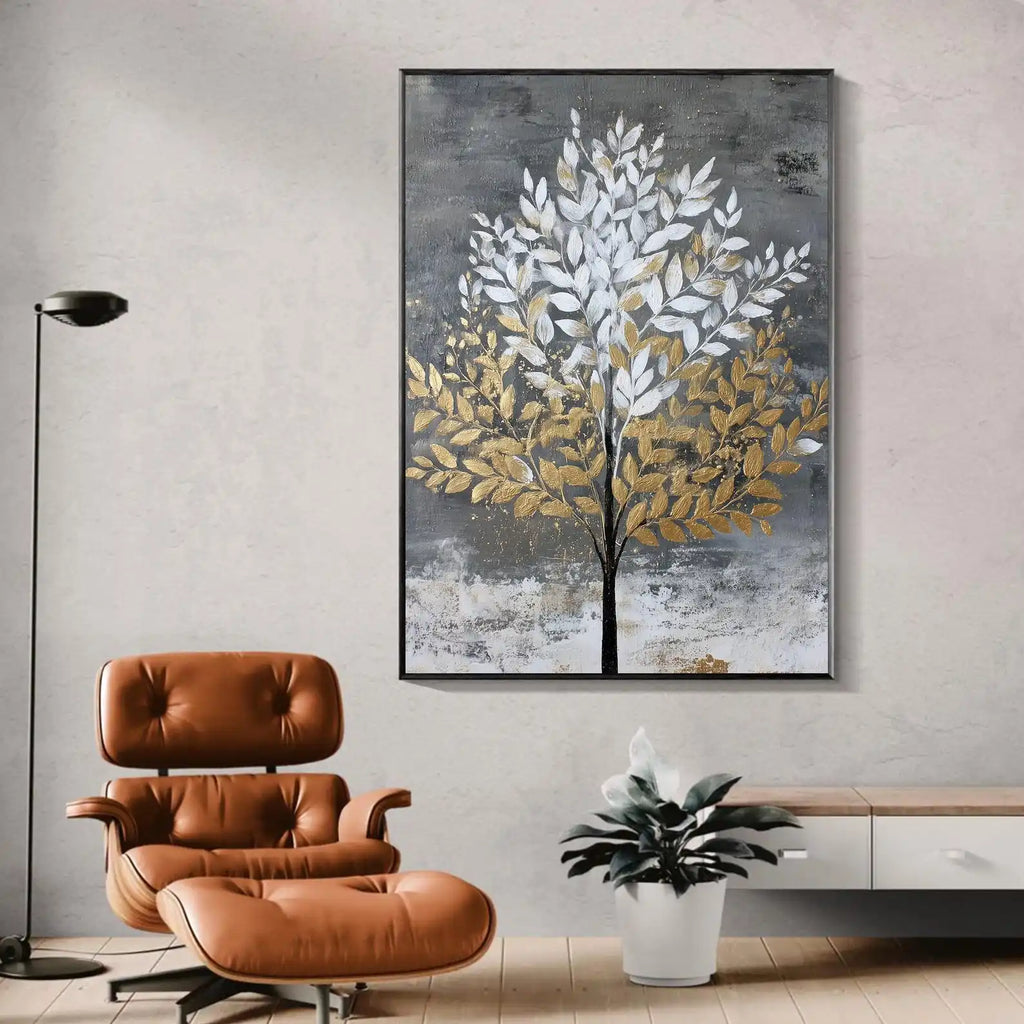 Mhemyo Abstract Blue Yellow Oil Painting on Canvas