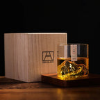 3D Mountain Whiskey Glass in Wooden Gift Box