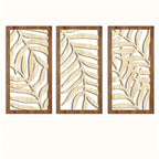 Wooden Tropical Palm Leaf Wall Art Set of 3