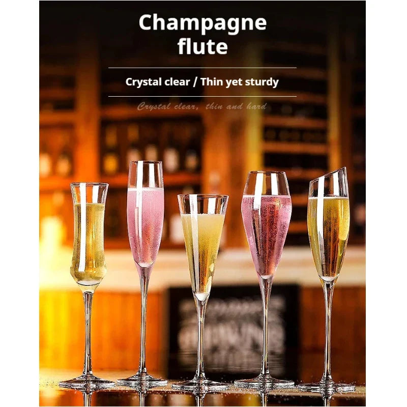 Lujing Crystal Champagne Flutes Long Stem Glasses