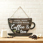 Rustic Wooden Coffee and Tea Signs for Farmhouse Decor