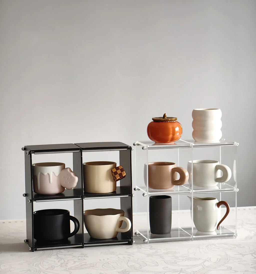 Acrylic Tea Set Storage Rack for Kitchen Countertops