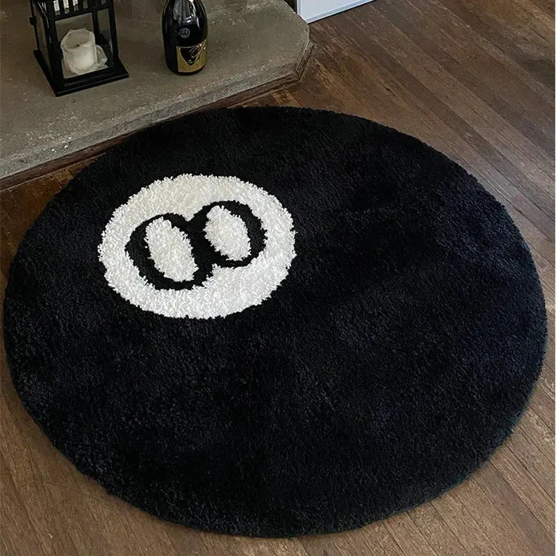 VIKAMA Halloween Eight-Ball Round Decorative Rug