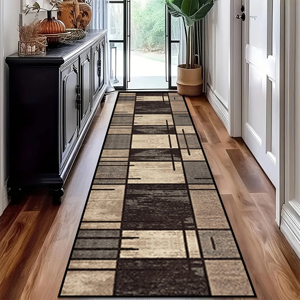 VIKAMA Plaid Kitchen Rug Waterproof Polyester Floor Mat
