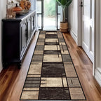 VIKAMA Plaid Kitchen Rug Waterproof Polyester Floor Mat
